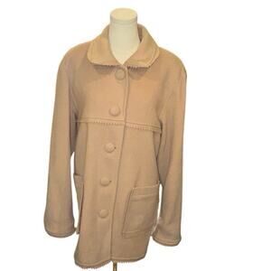Coverups 100% Wool Coat Beige Tan Classic Long Coat Size 6 Oversized